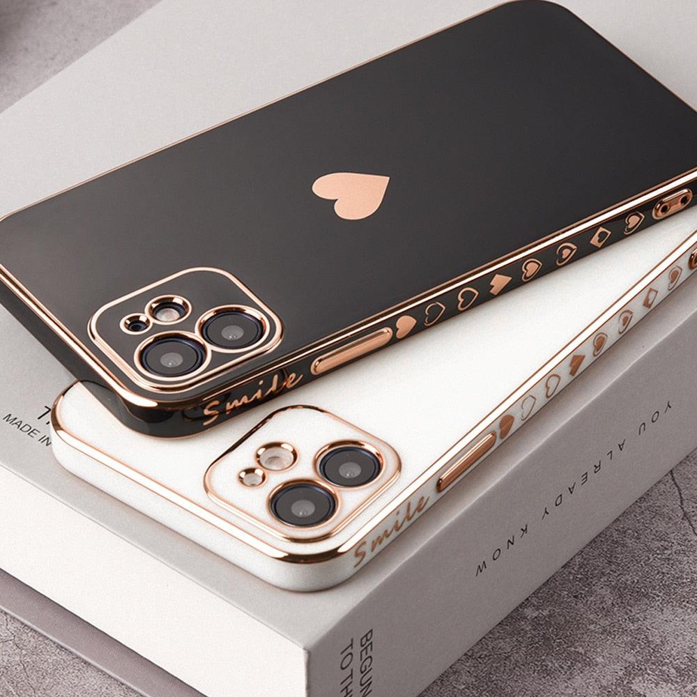 Elegant Women Phone Case For iPhone 13 14 Pro Camera Lens Protection For iPhone 12 11 Pro Max 14Plus Shockproof Case Luxurious Bumper Cute Pattern Women Girls Soft Silicone Shockproof Camera Case