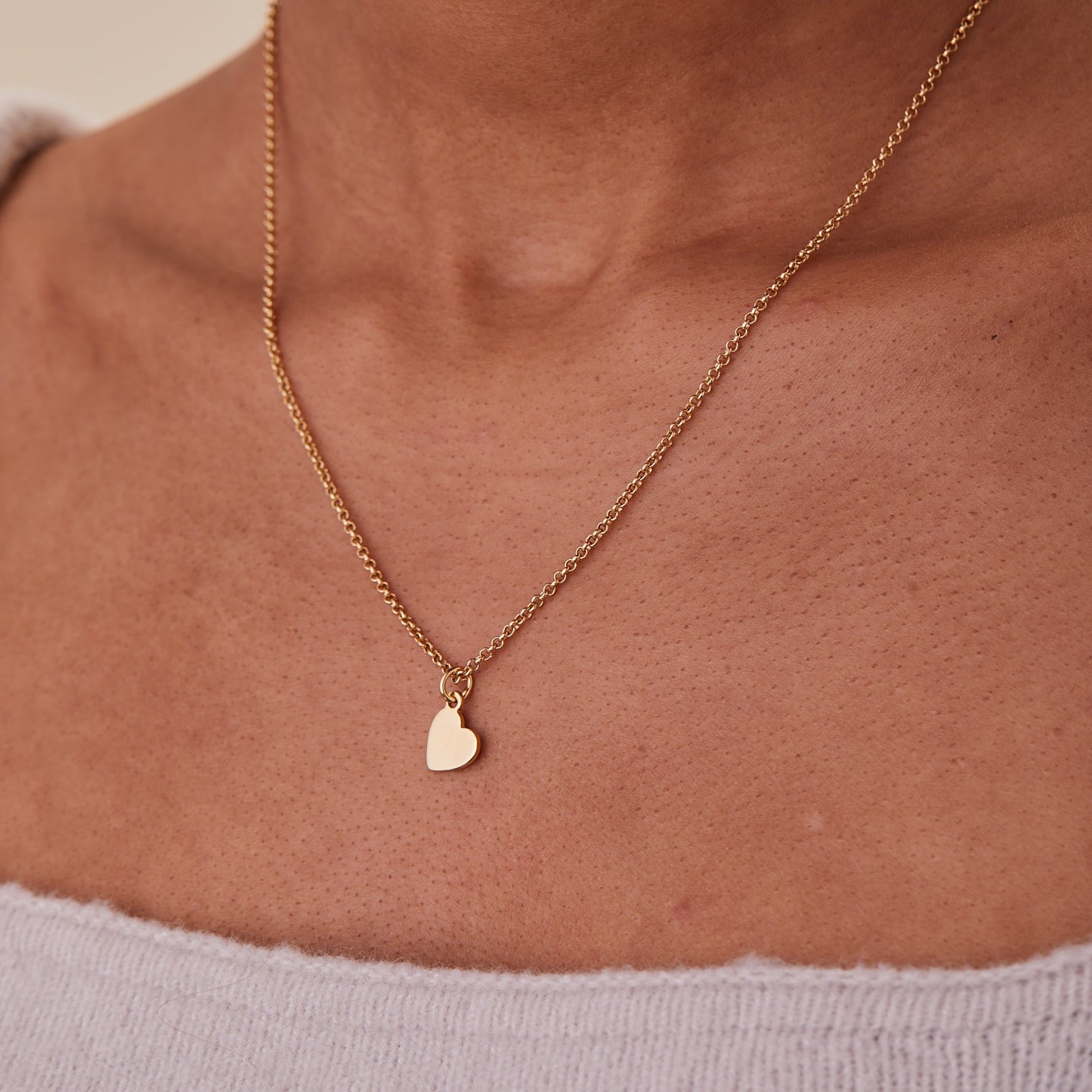 Small Heart Charm Necklace, 19''