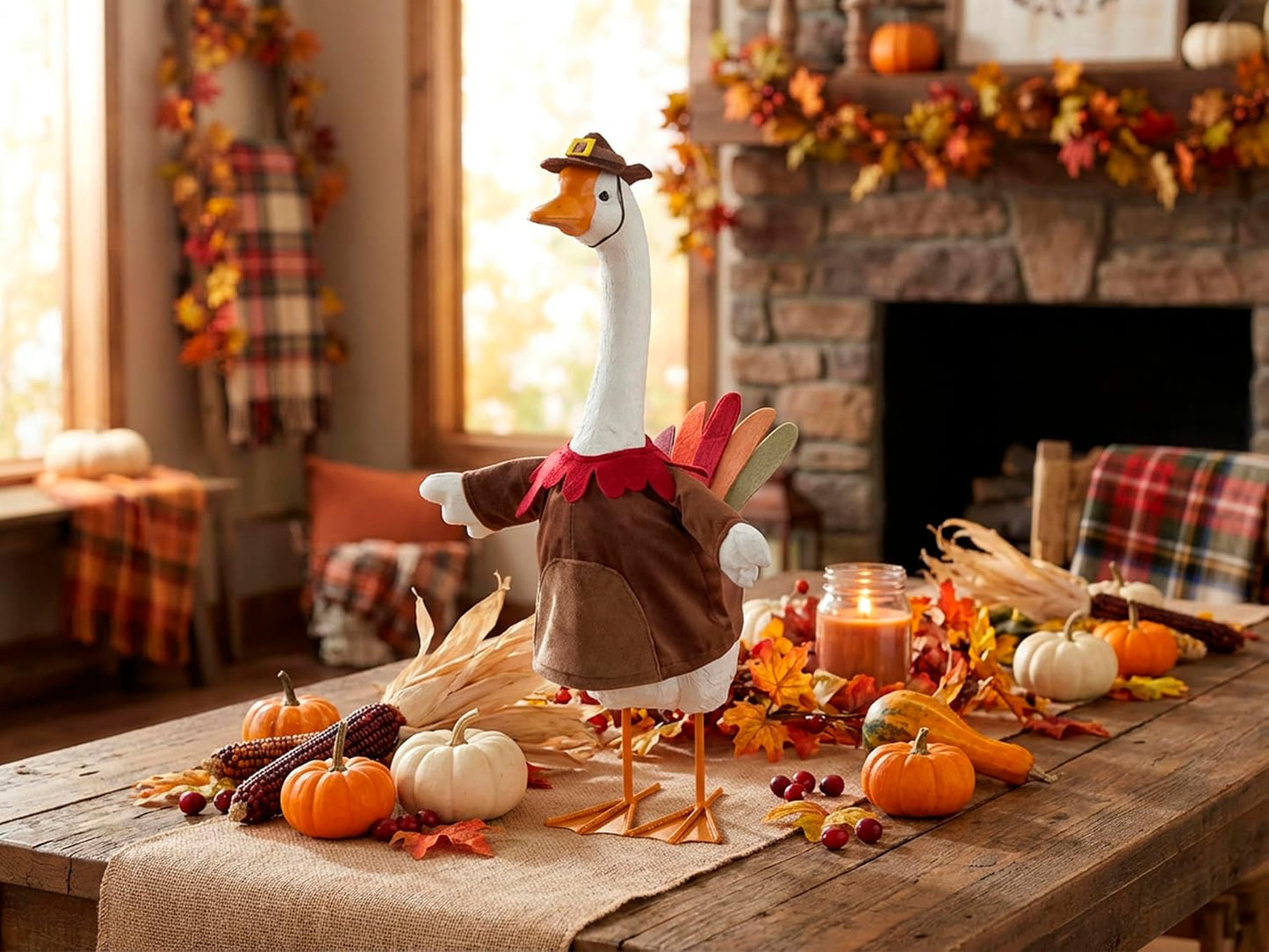 The Festive Porch Goose with Six Seasonal Outfits - 24 Inches Tall