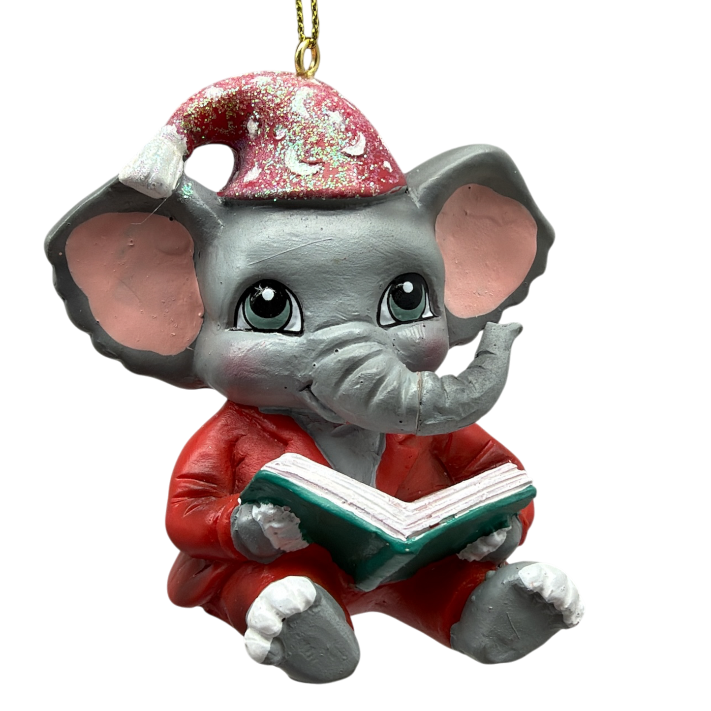 Festive Jungle Elephant Pajama Ornament