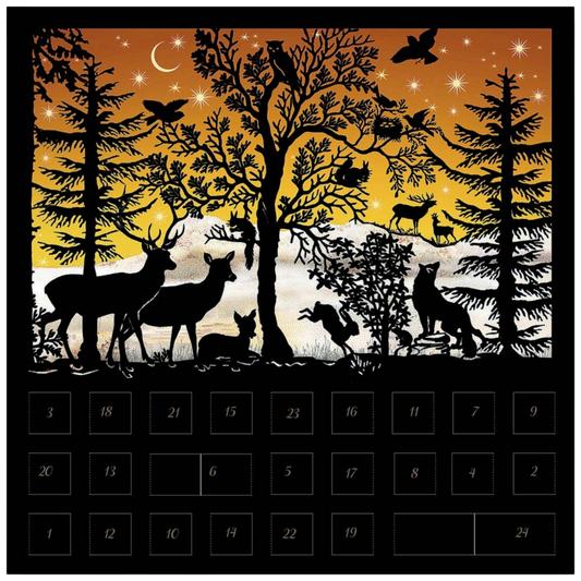 Woodland Creatures Under Winter Stars: A Christmas Eve Silhouette Advent Card