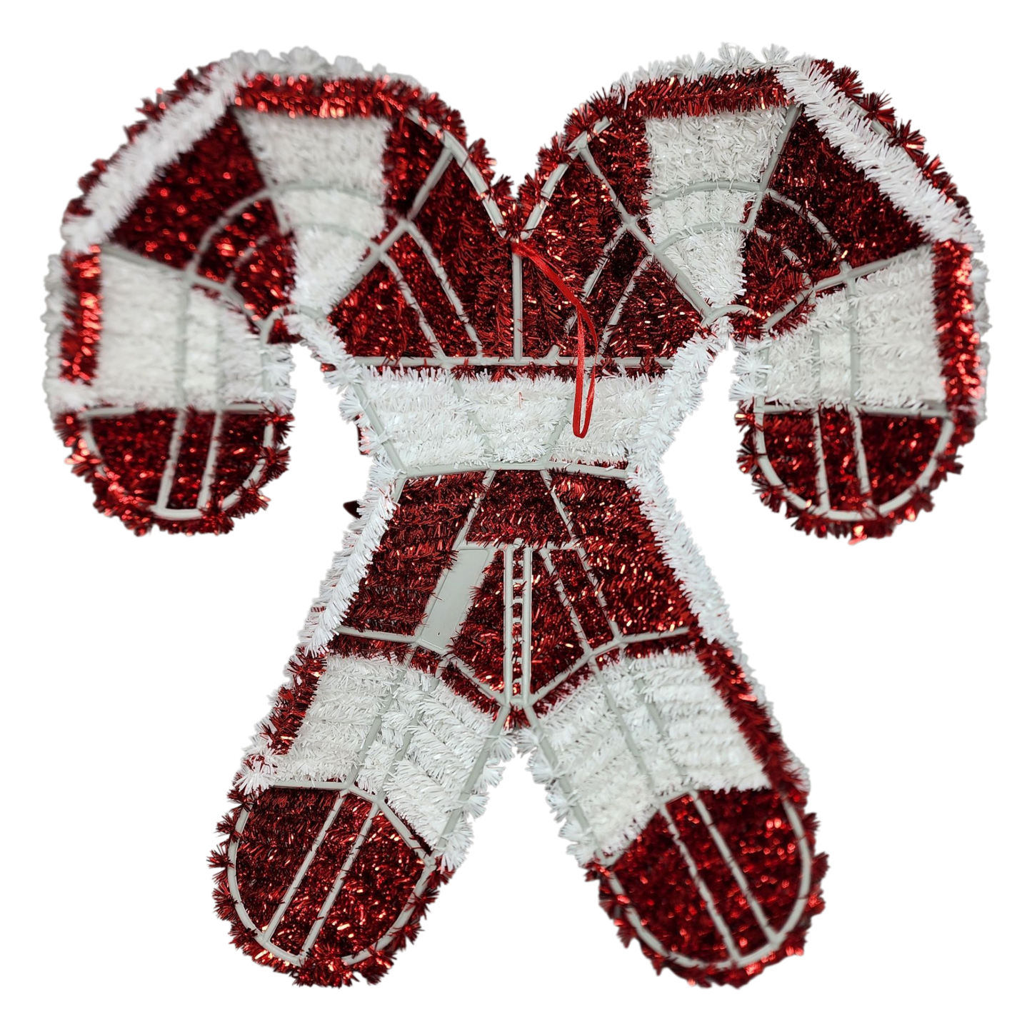 Crossed Candy Canes Tinsel Wall Decor - 19" Tall