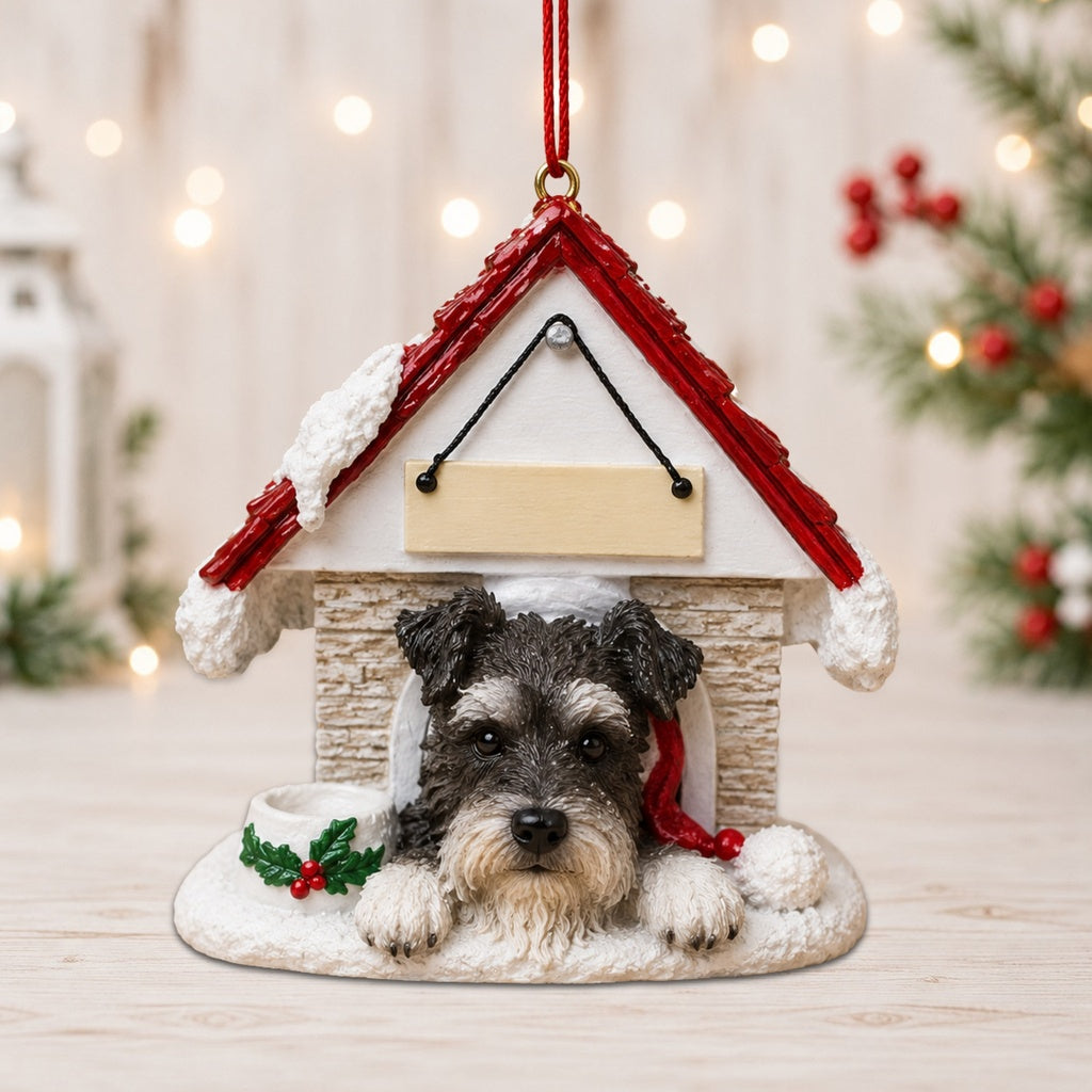 Ceramic Doghouse Ornament - Schnauzer - Uncropped