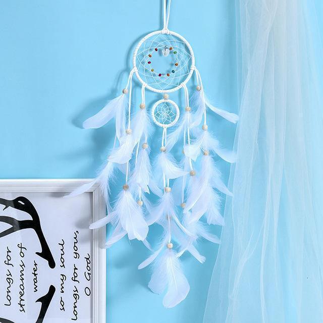 Feather Crafts Dream Catcher Brown Wind Chimes Handmade Christmas Net Handmade Wall Hanging Home Decor Dream Catcher With Feathers For Wall Hanging Car Home Balcony Decorations