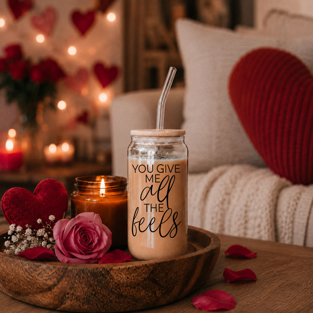 Romantic 20oz glass cup, You Give Me All the Feels with bamboo lid, V-Day gift.
Valentines Mug
Valentines Day Coffee Mug
birthday coffee mugs
valentines tea cup
birthday mugs for her