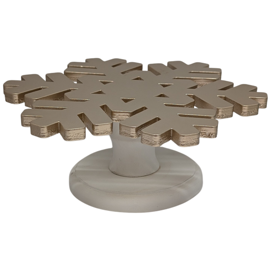 Wood Snowflake Design Riser Rose Gold