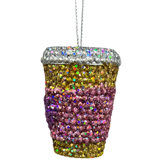 Bedazzled Coffee Cup Ornament - Brewed for the Holidays