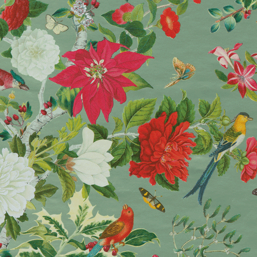 Christmas Chinoiserie Celadon Foil Roll Wrap 30 Inchx 6 Ft Foil-2"core