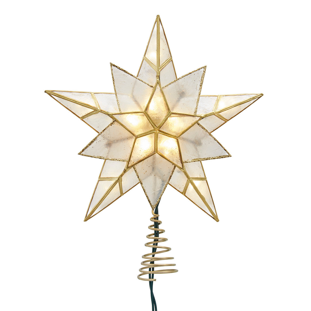 9.84" 10L 5-Point Gold Glittered Capiz Star Treetop