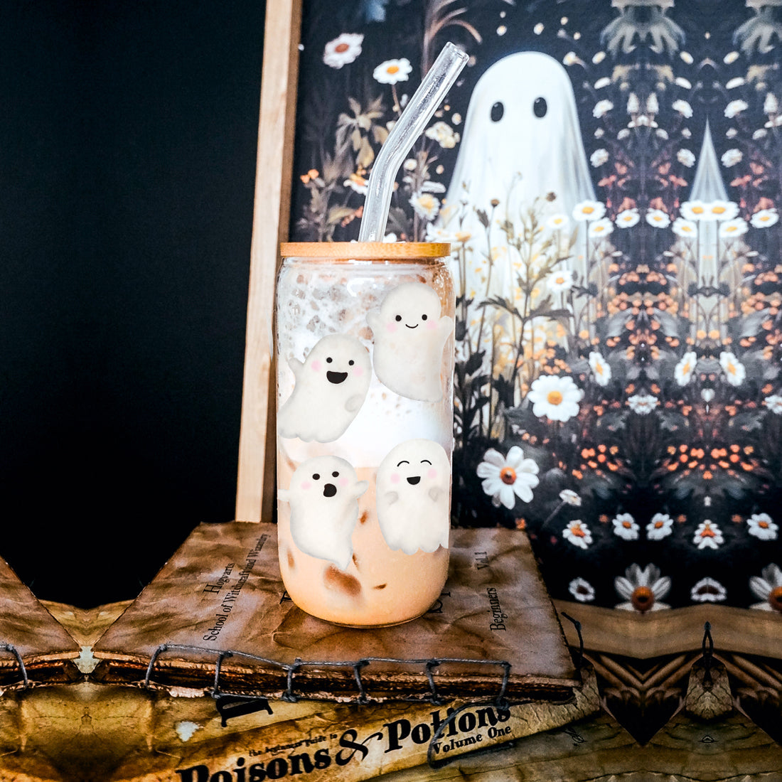 halloween present glass cup
friendly spirit collection
spooky season drink set
bpa free ghost tumbler
premium fall drink set