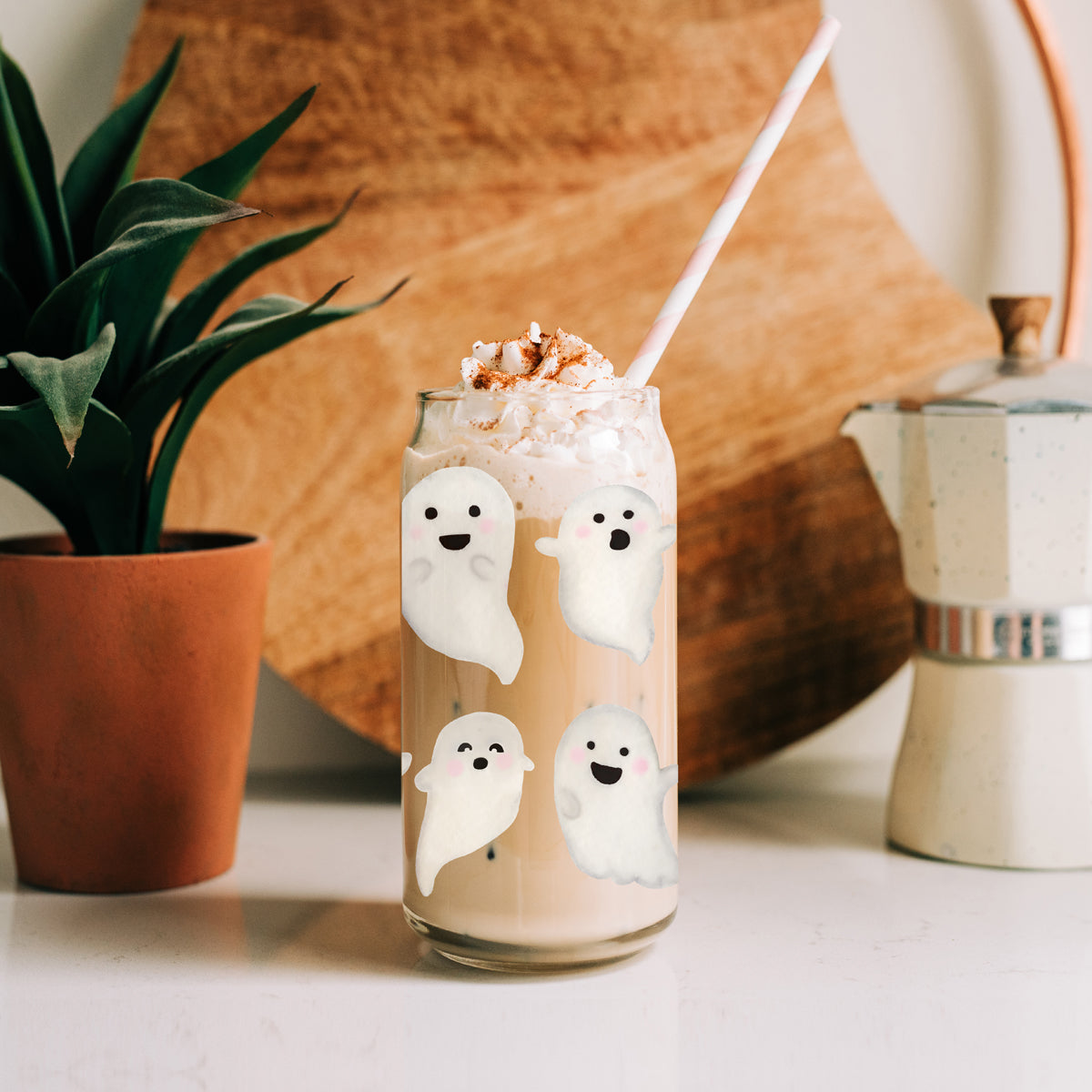 kawaii halloween glass
adorable spooky season tumbler
ghost face drinking glass