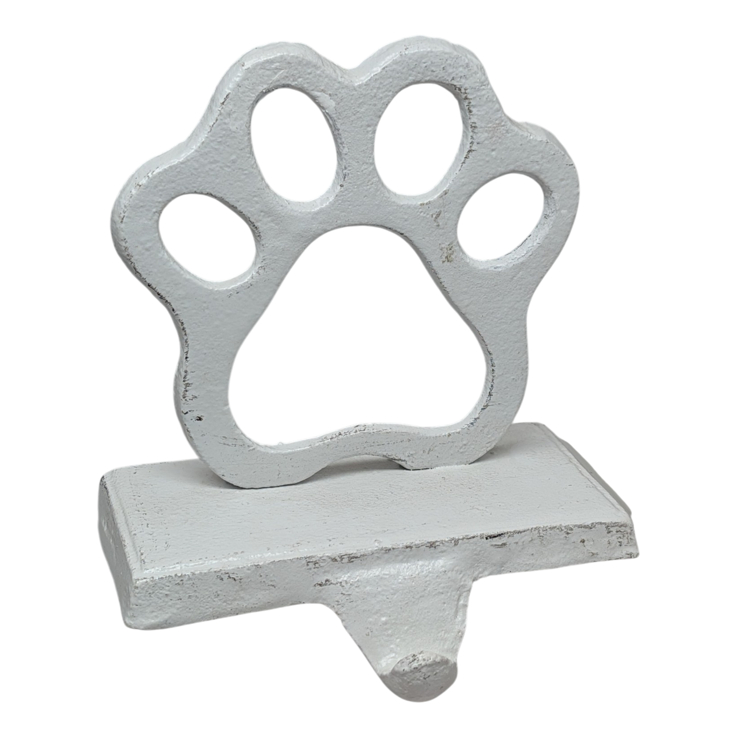 Cast Iron Paw Print Stocking Holder - White