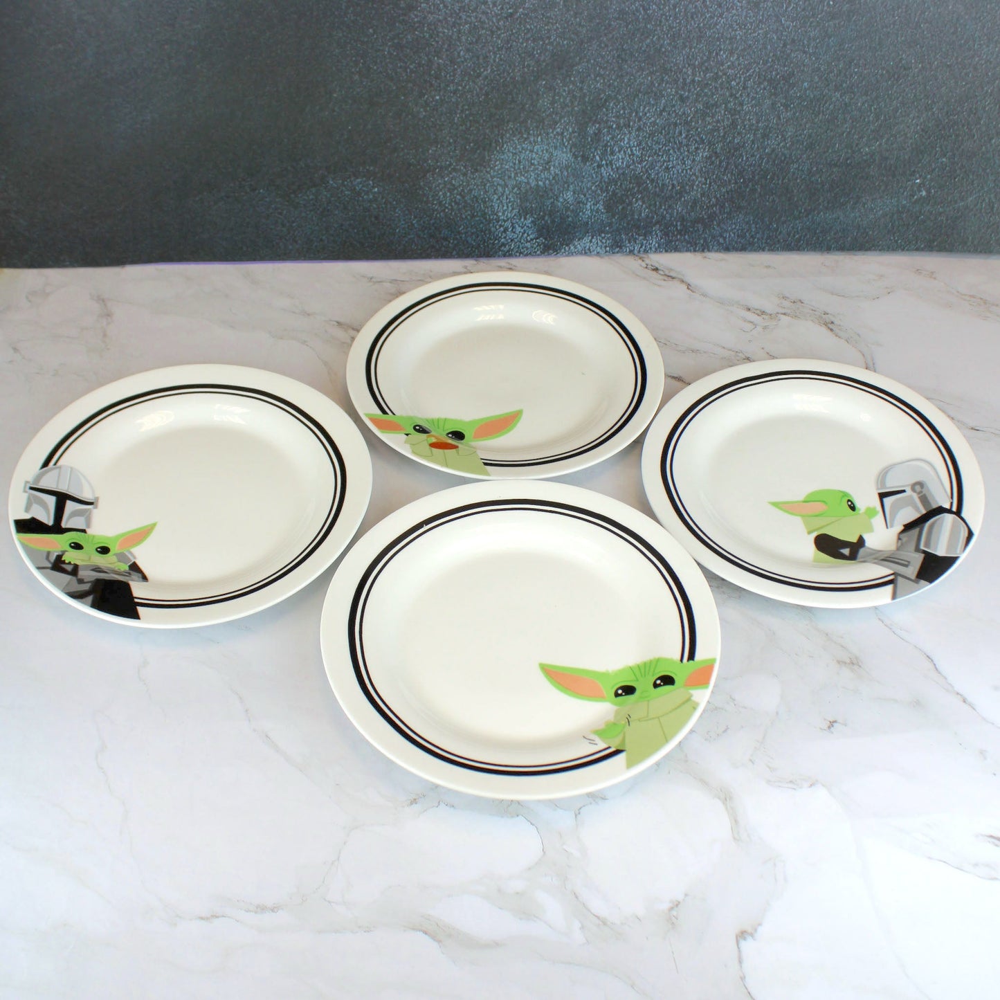 Grogu & Mandalorian Star Wars Ceramic Plate Set 4-Piece