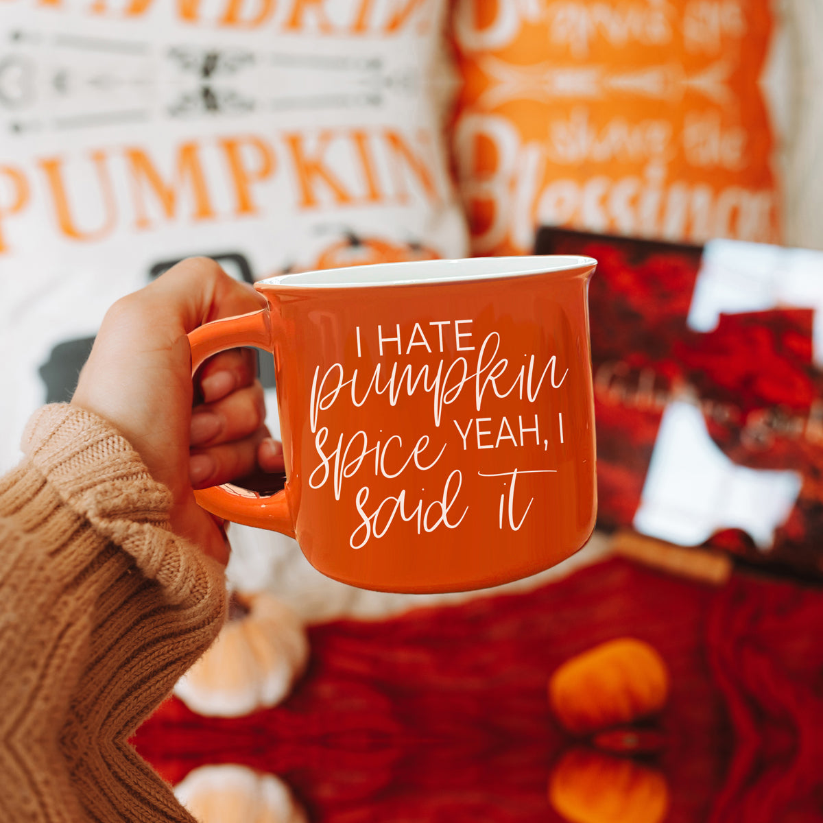 Orange Coffee Mugs, I hate pumpkin spice coffee mug for sale, orange coffee mugs for falkl