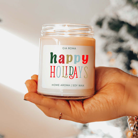 Happy Holidays Christmas candles 