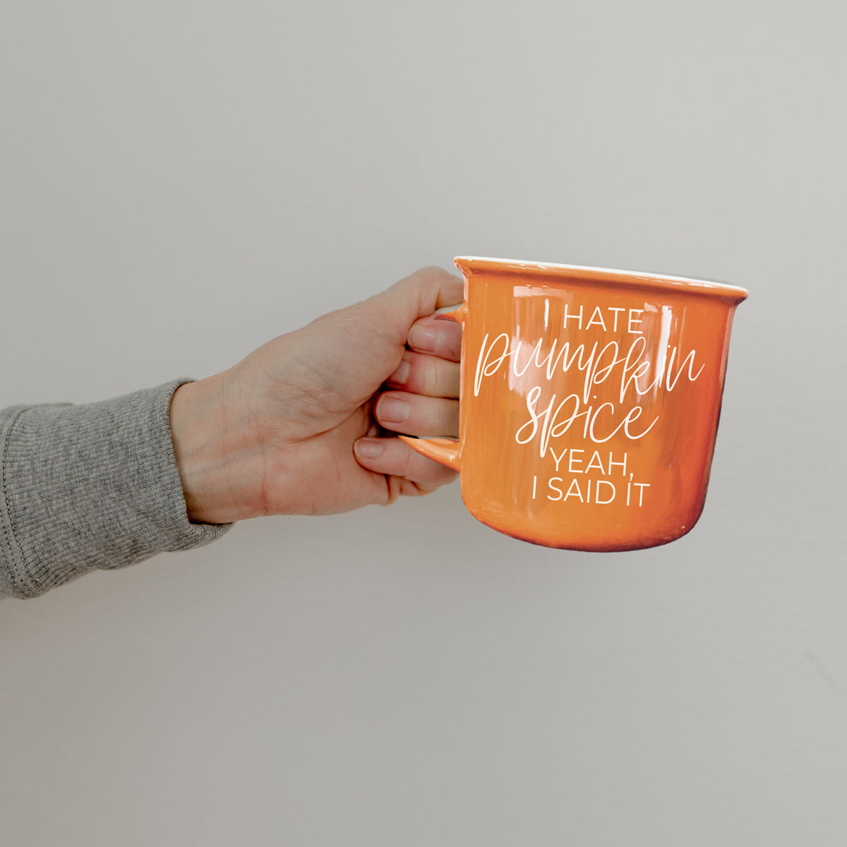 halloween themed mug with modern bold font
fall mug for snarky friends and coworkers
orange ceramic fall mug with cozy background
funny seasonal mug in autumn gift box