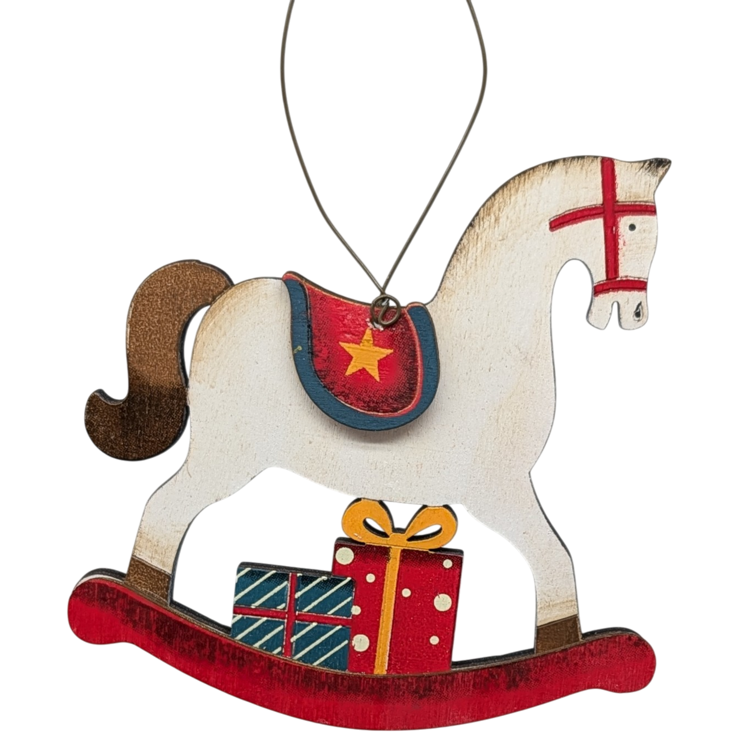 Prancer's Rocking Horse Dreams: Hand-Painted Plywood Ornament