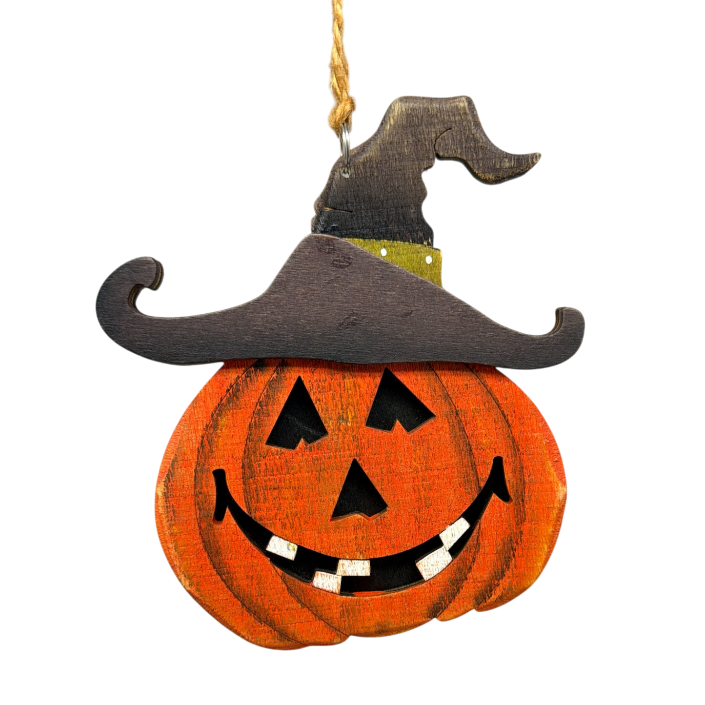 Witch Hat Jack O Lantern  Wooden Ornament