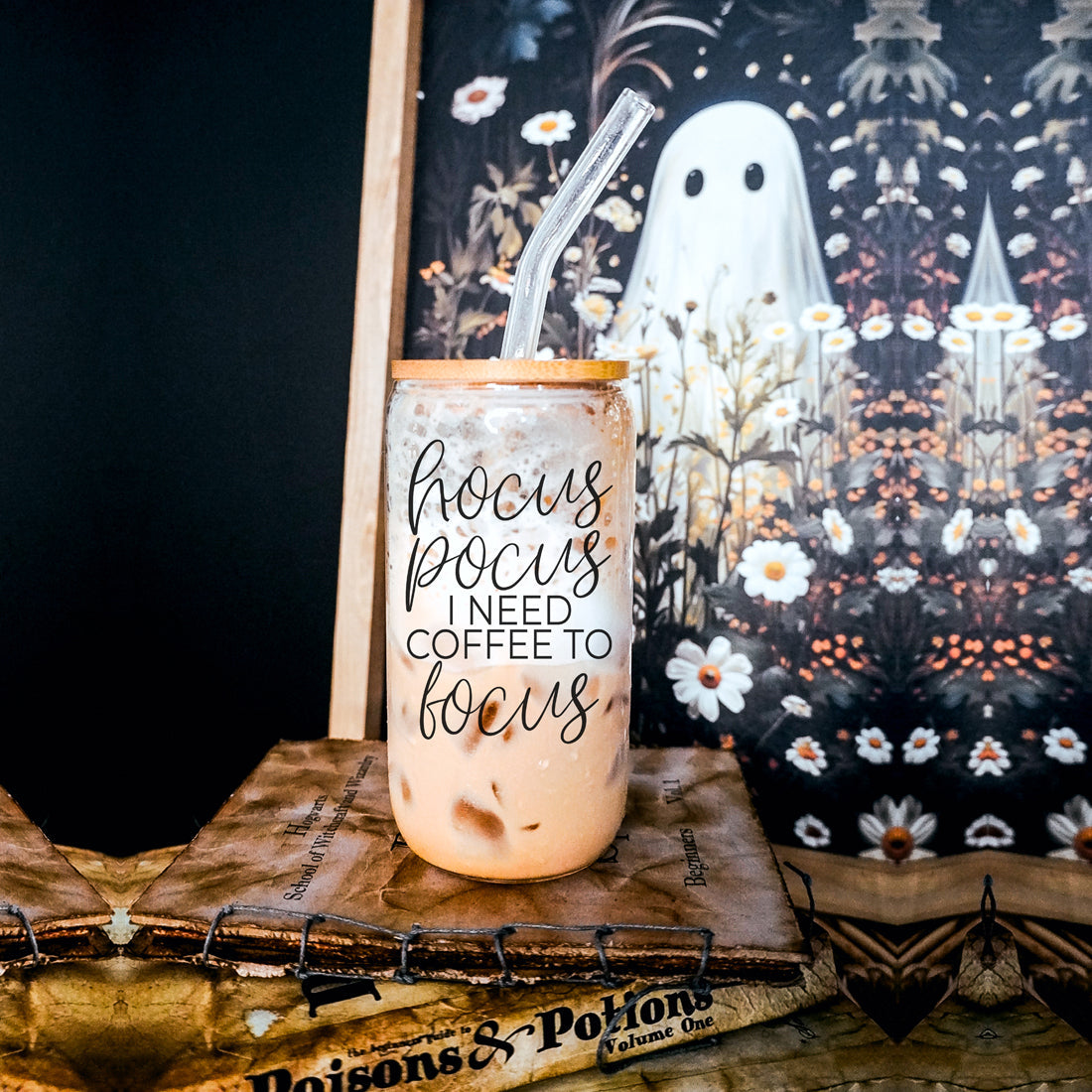 witchy morning essential glass
fall season coffee station must have
halloween coffee addict tumbler