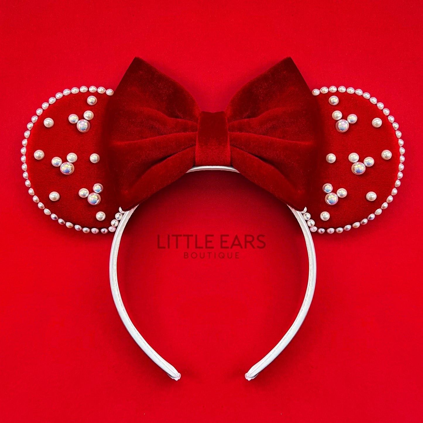 Red Velvet & Pearls Mickey Ears