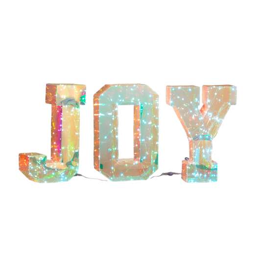 3-Pc Set of 18"H USB Electric RGB Lighted Holographic "JOY" Decoration w/ Remote Control
