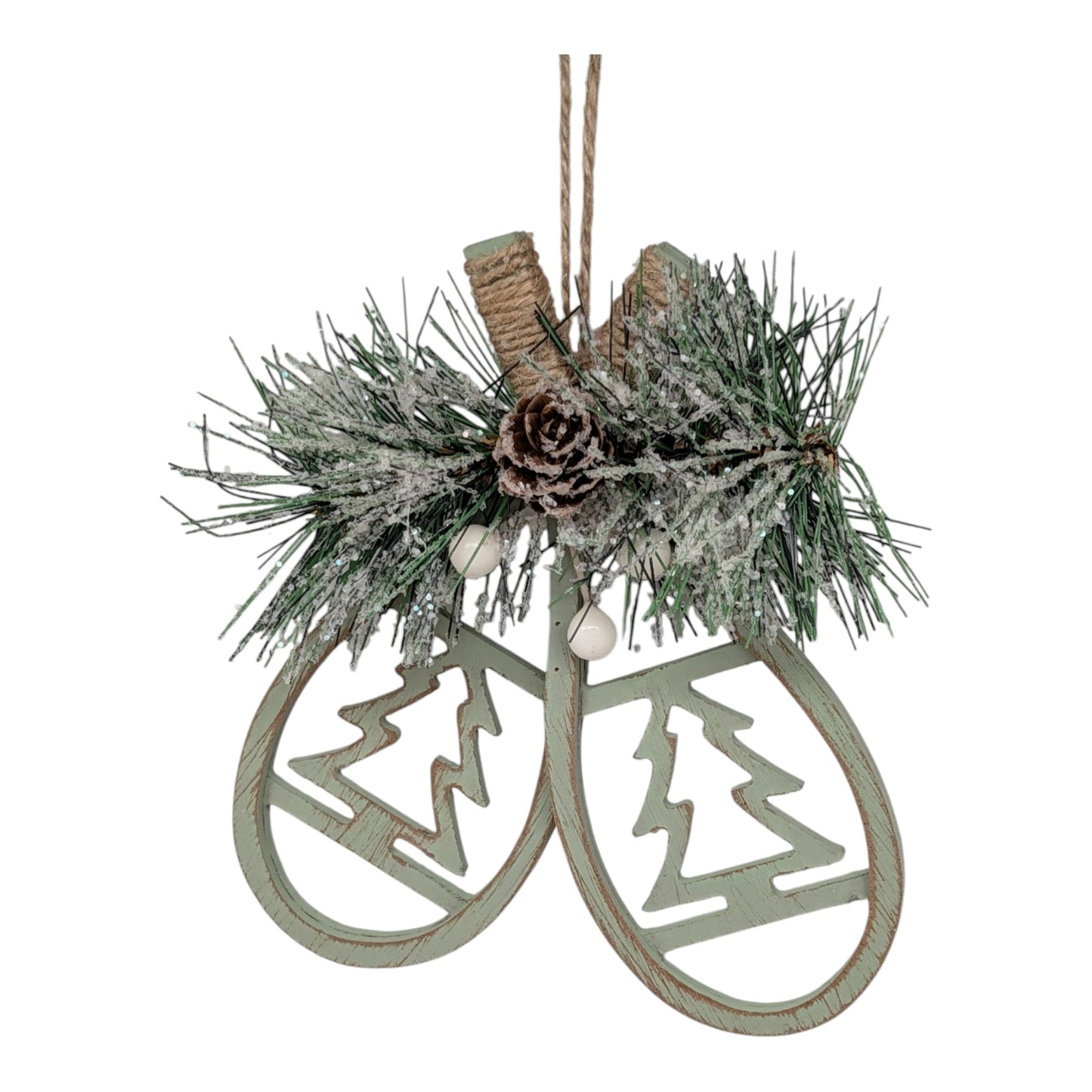 Wooden Snowshoe Floral Ornament -