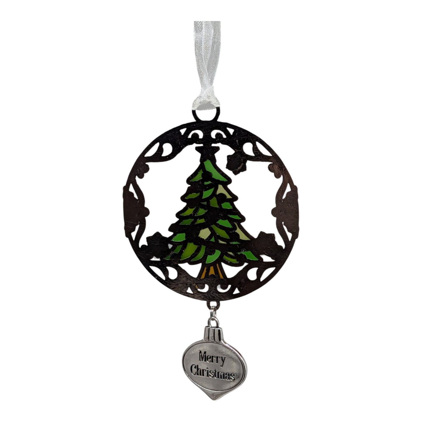 Merry Christmas Evergreen Tree - Colors of Christmas Ornament