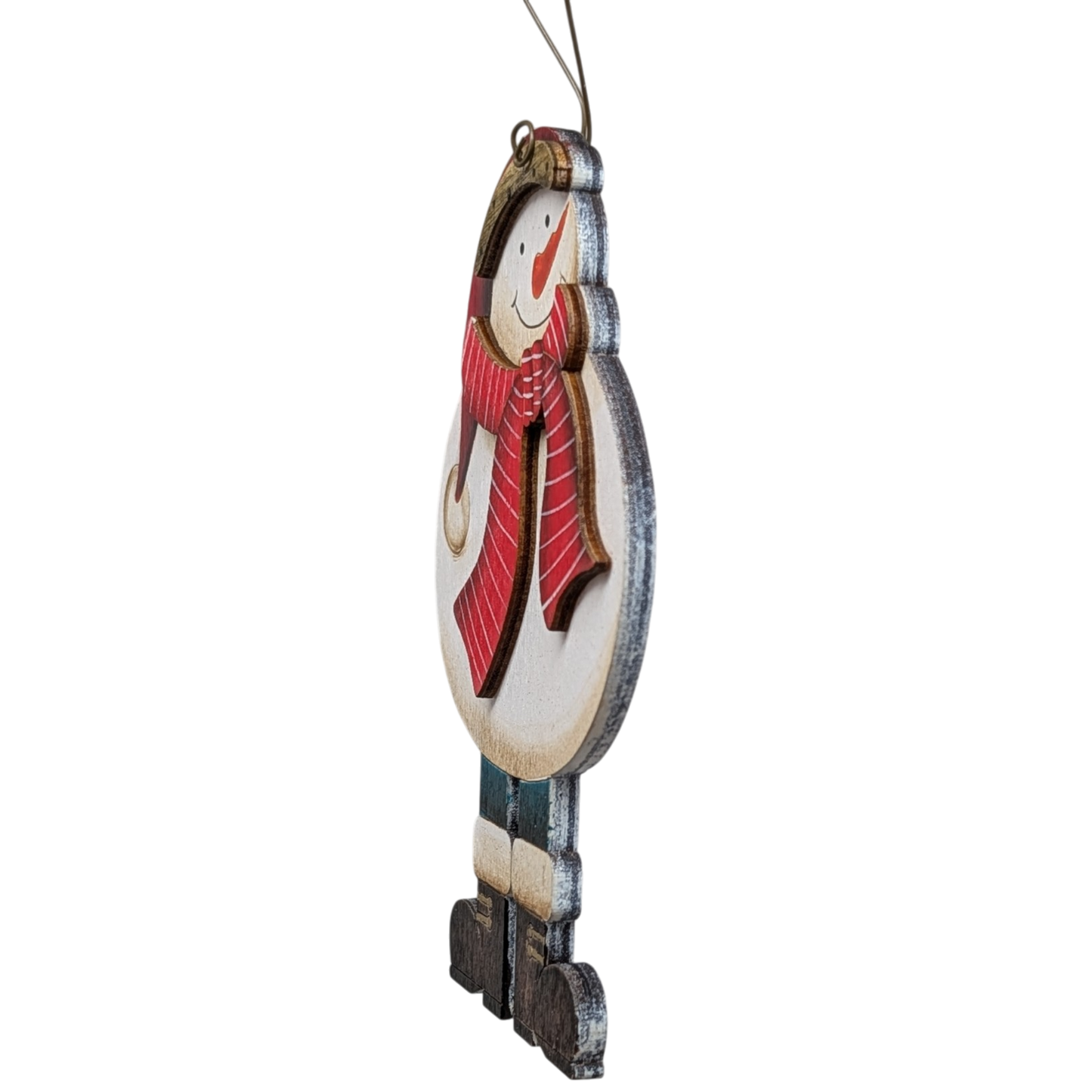 Frosty's Cheerful Stance: Hand-Painted Plywood Ornament
