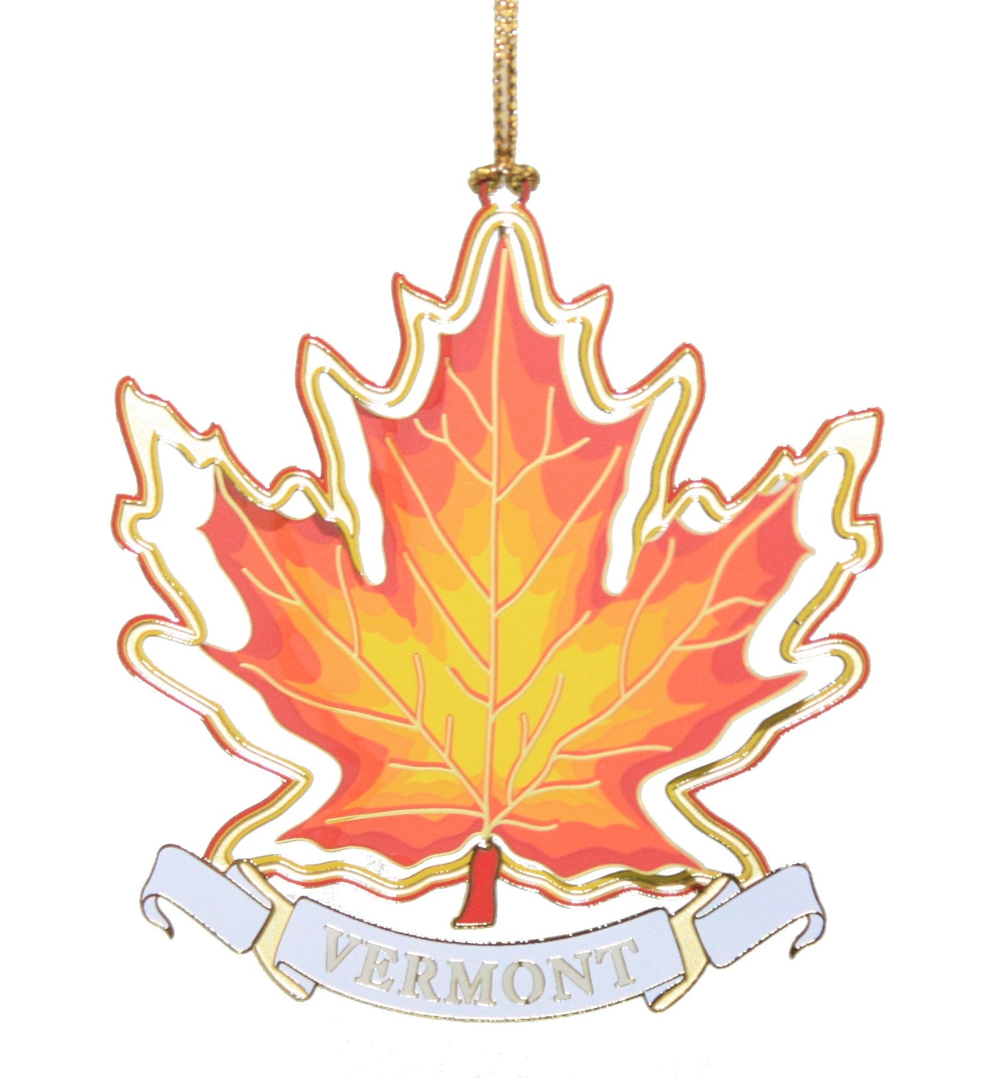 Vermont Maple Leaf Collectible Brass Ornament