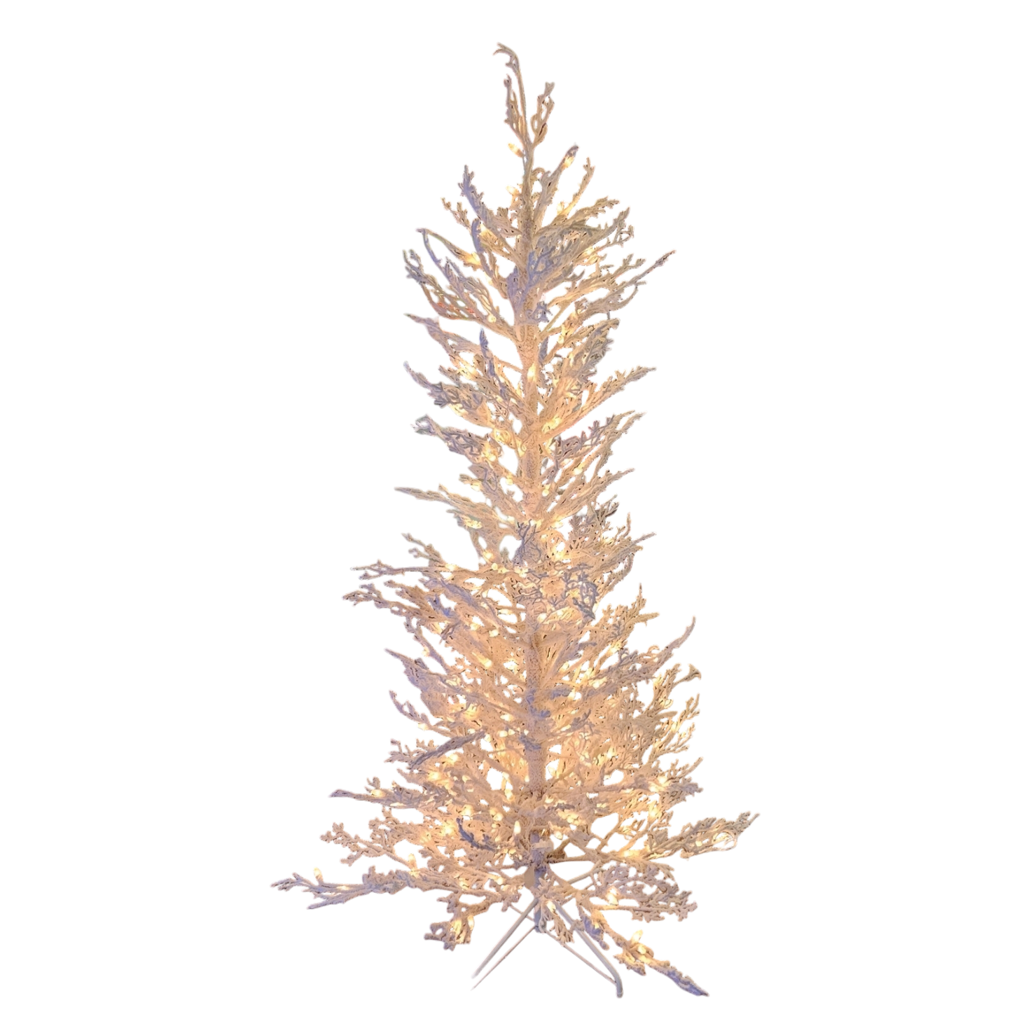 Flocked White Twig Tree - 6.5 ft - 200 UL Clear Lights