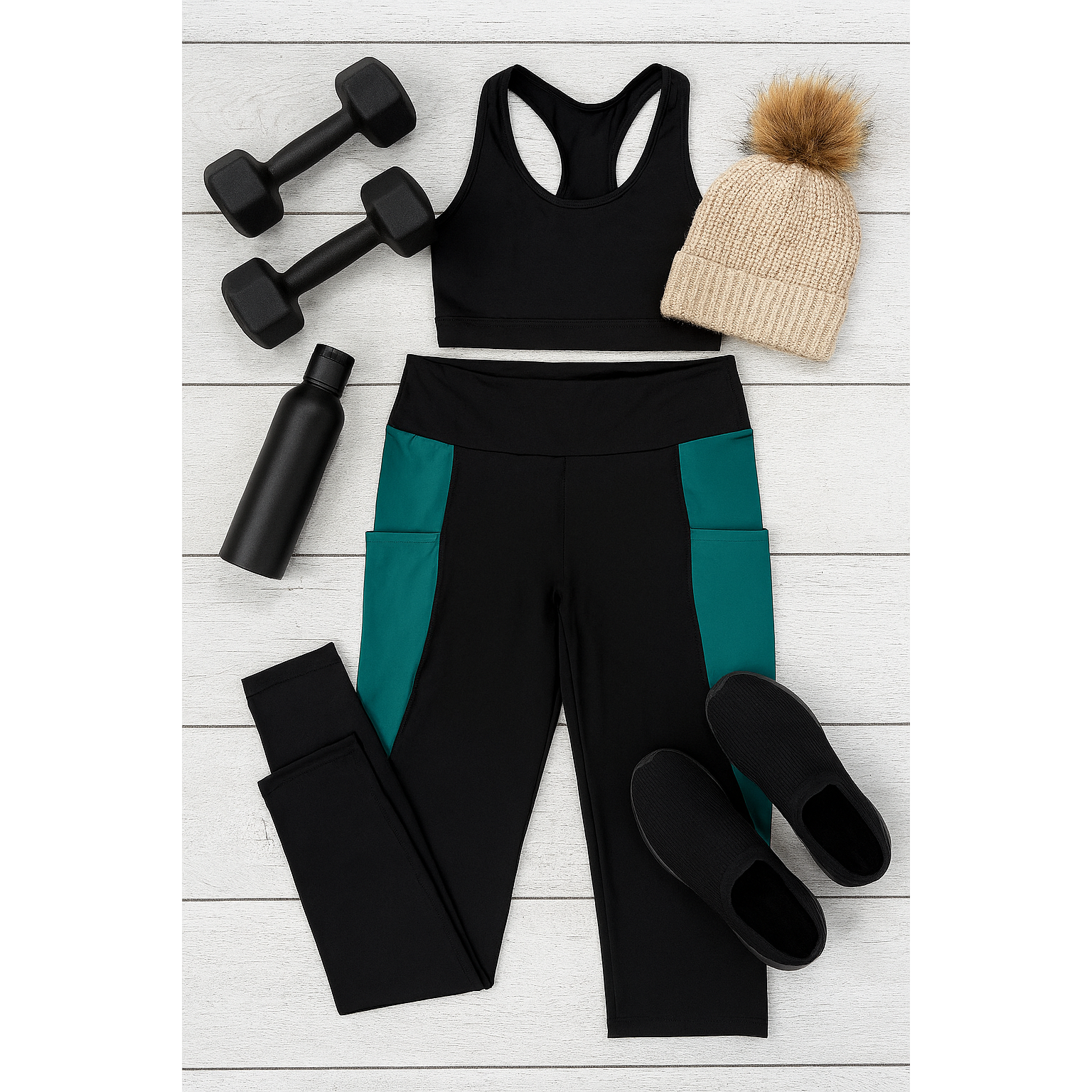 Julia Rose Gracie Green Panel Full Length Leggings women’s boutique leggings front view, Woman wearing Julia Rose Gracie leggings with green panel detail