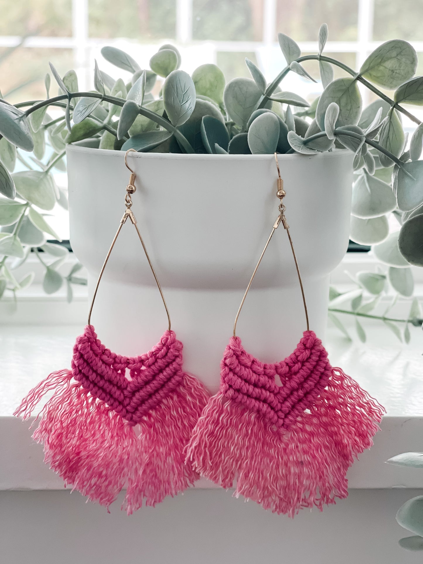 Boho Macrame Earrings "Pink"