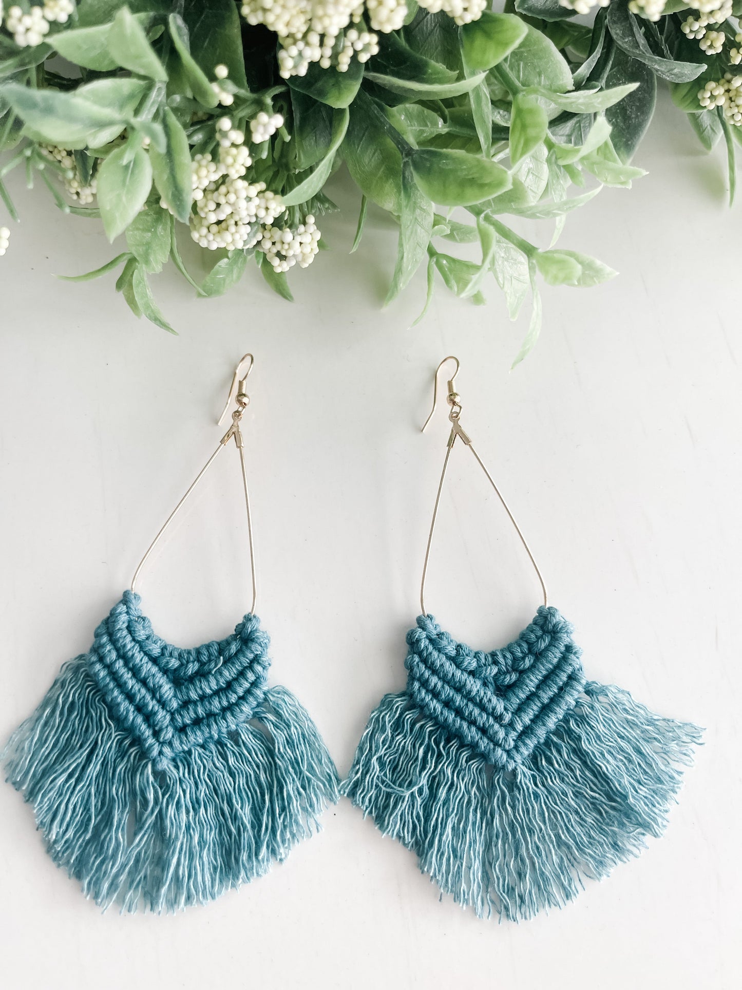 Boho Macrame Earrings "Teal"