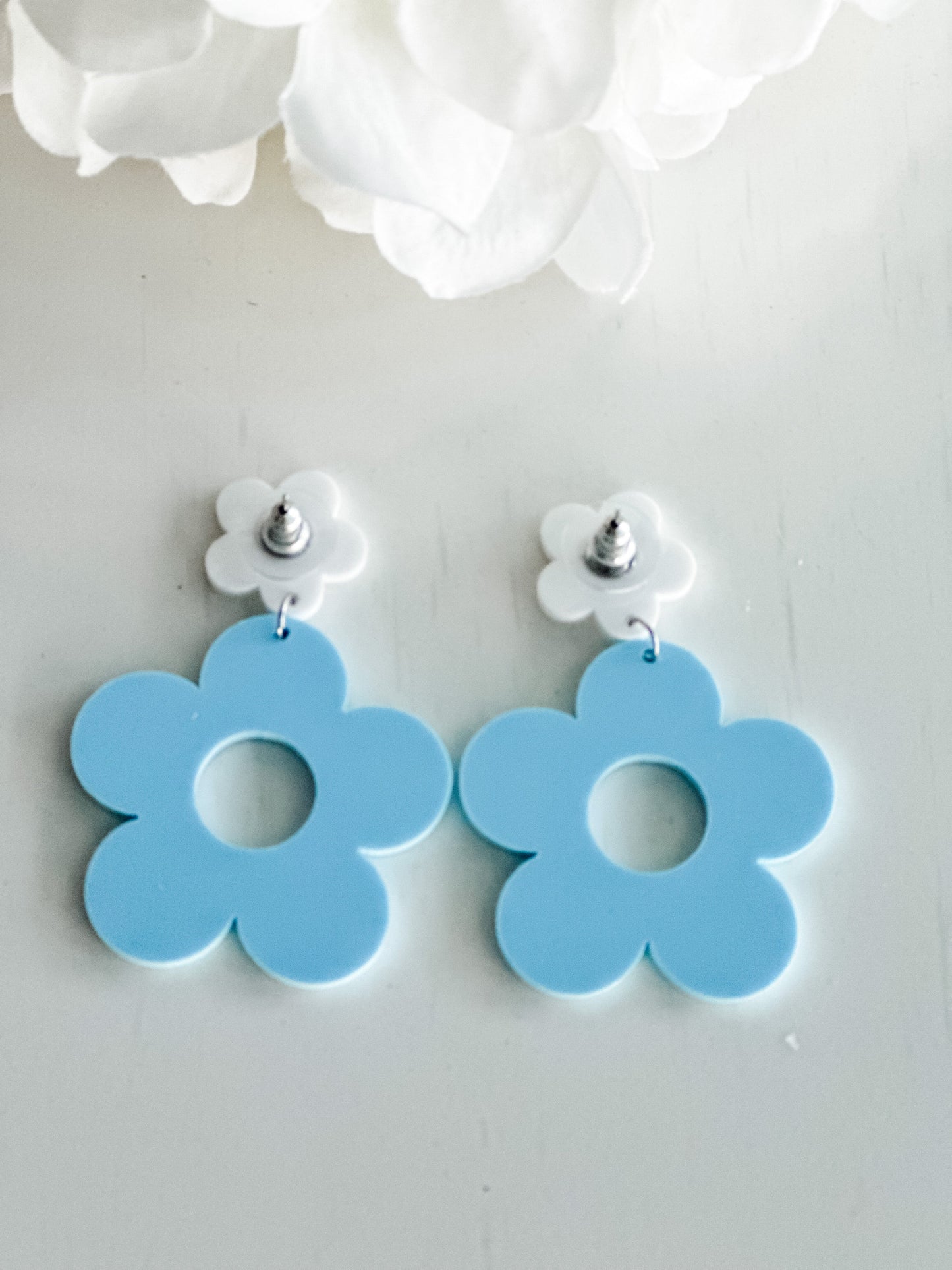 "Fabulous Floral" Blue Dangle Earrings