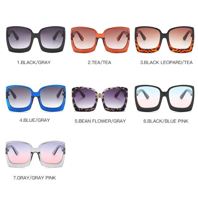 Ready to Ship | Black/Blue/ Pink Megan Oversized Gradient Sunglasses