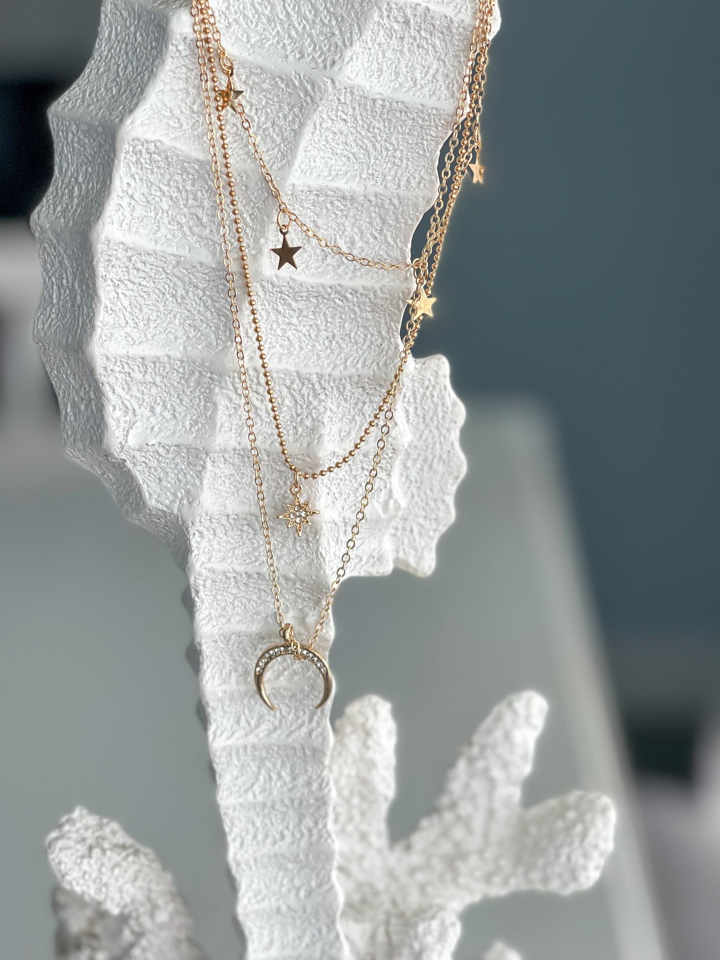 "Moon and Star Gazing" Layered Necklace