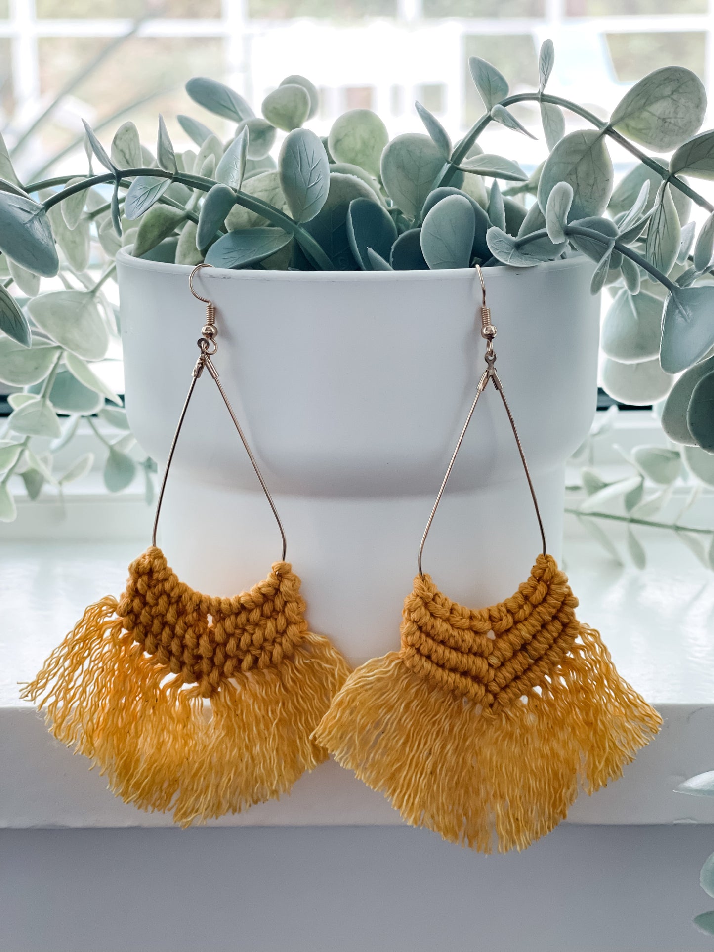 Boho Macrame Earrings "Mustard"