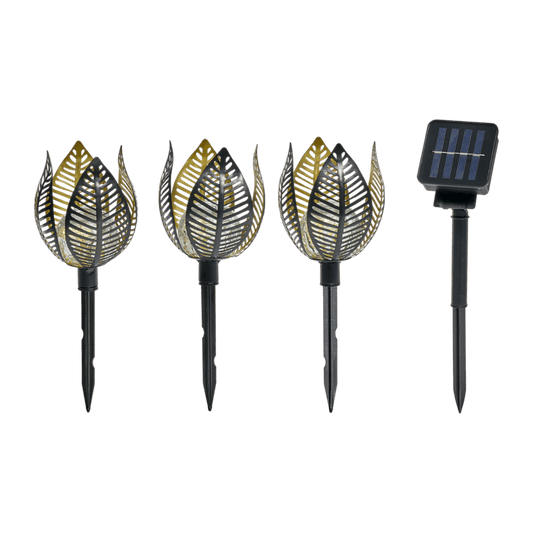 Solar Powered Copper Lily lights - set of 3