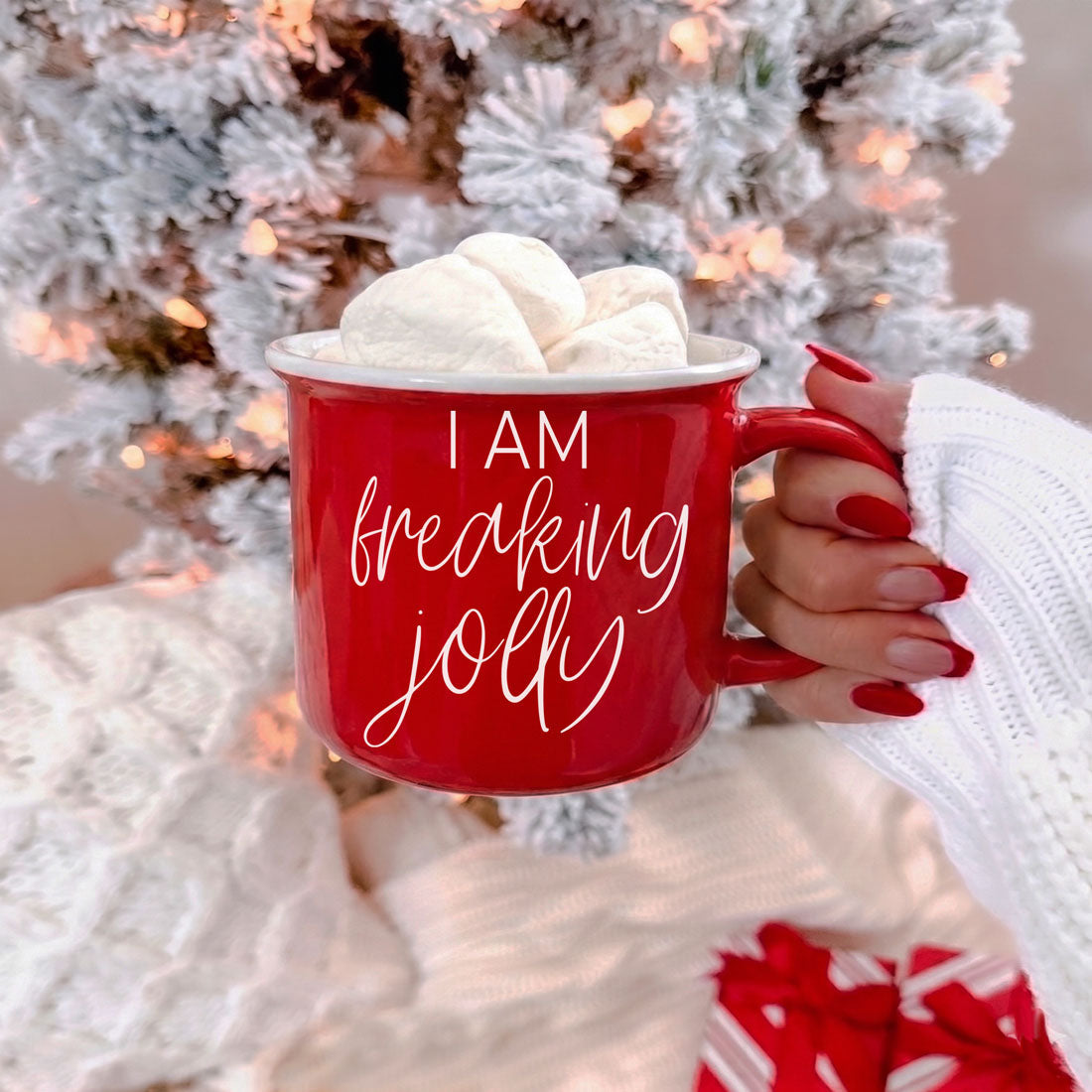 Christmas Morning Coffee Mug | Funny Festive Mug for Hot Cocoa & Tea Lovers
Get freaking jolly with this funny Christmas ceramic coffee mug! A festive red holiday cup perfect for coffee, hot cocoa, Christmas gifts, stocking stuffers & cozy winter mornings.