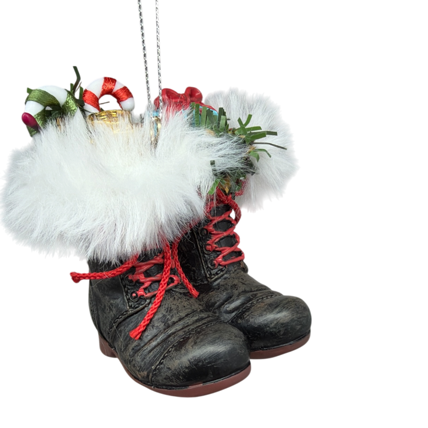 Filled Boots With Joy Ornament  - Black