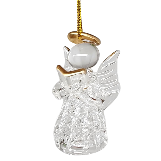 Spun Glass Angel Ornaments with Book