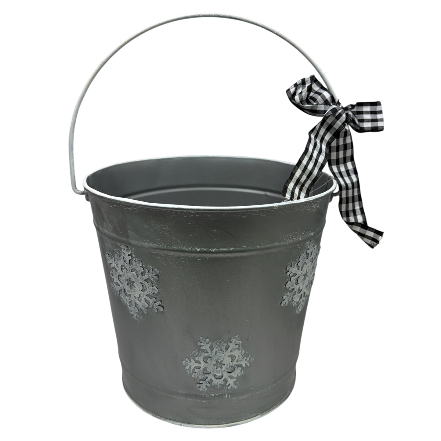 Metal Christmas Snow Bucket - Large