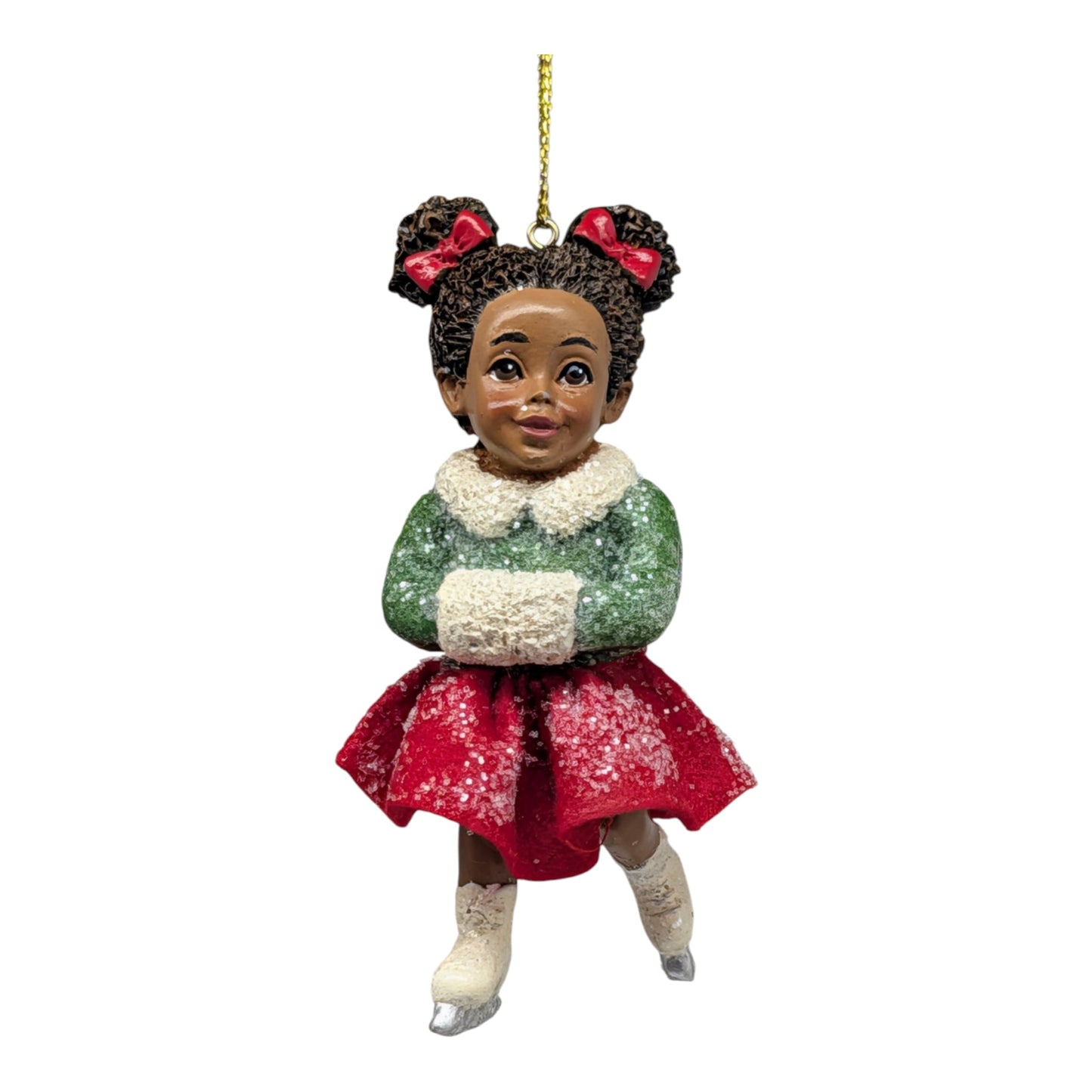 African American Skating Girl in Red Skirt - Strolling Pose