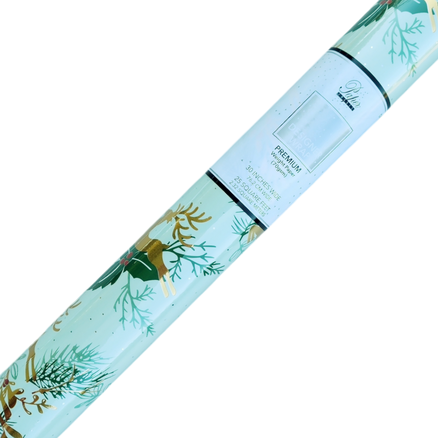 Premium Foil Roll Wrap - 30" x 120" - Golden Reindeer Reverie