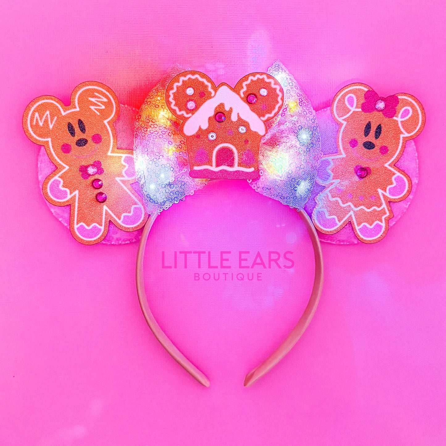 Light Up Pink Ginger Christmas Ears