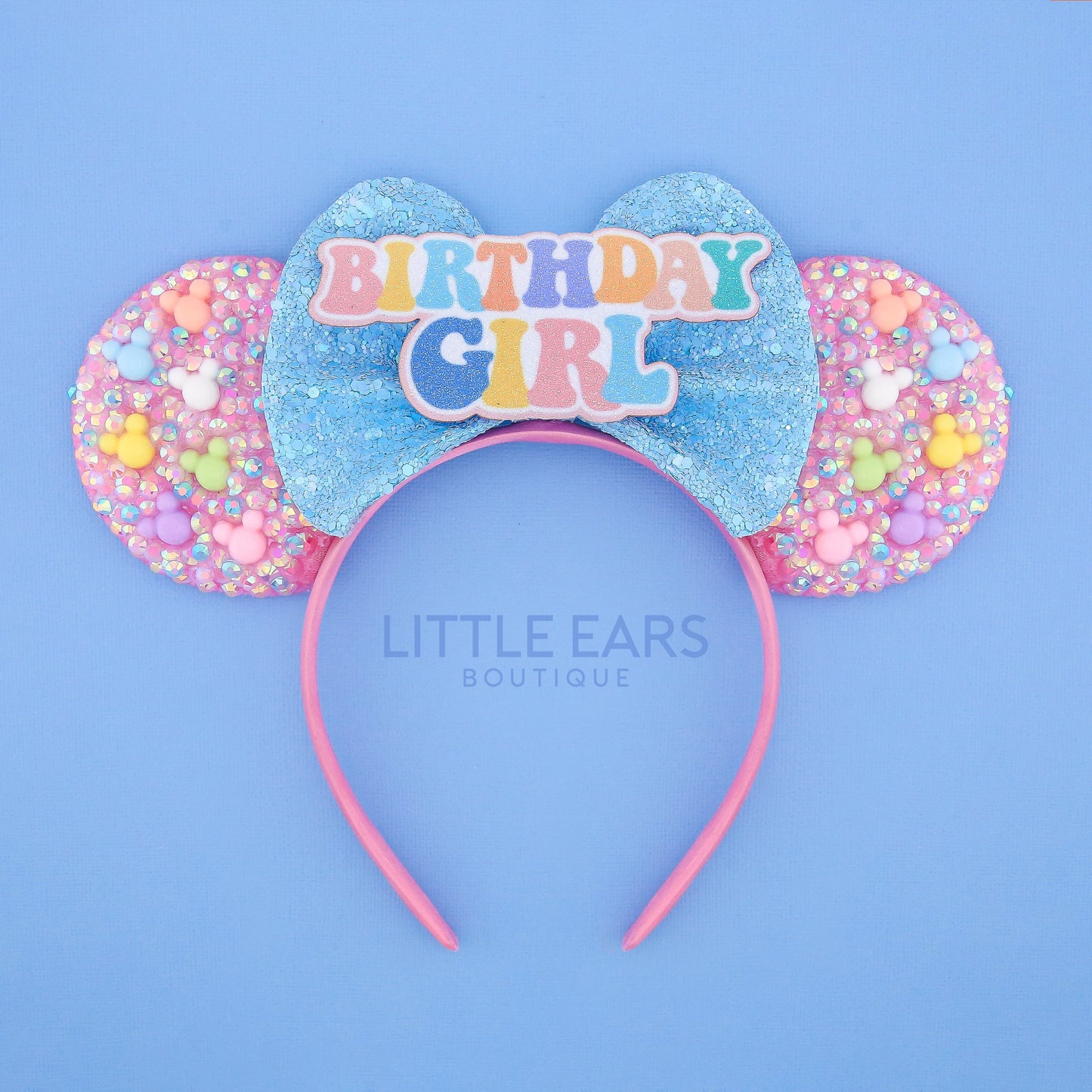 Blue Bow Sparkle Mickey Ears