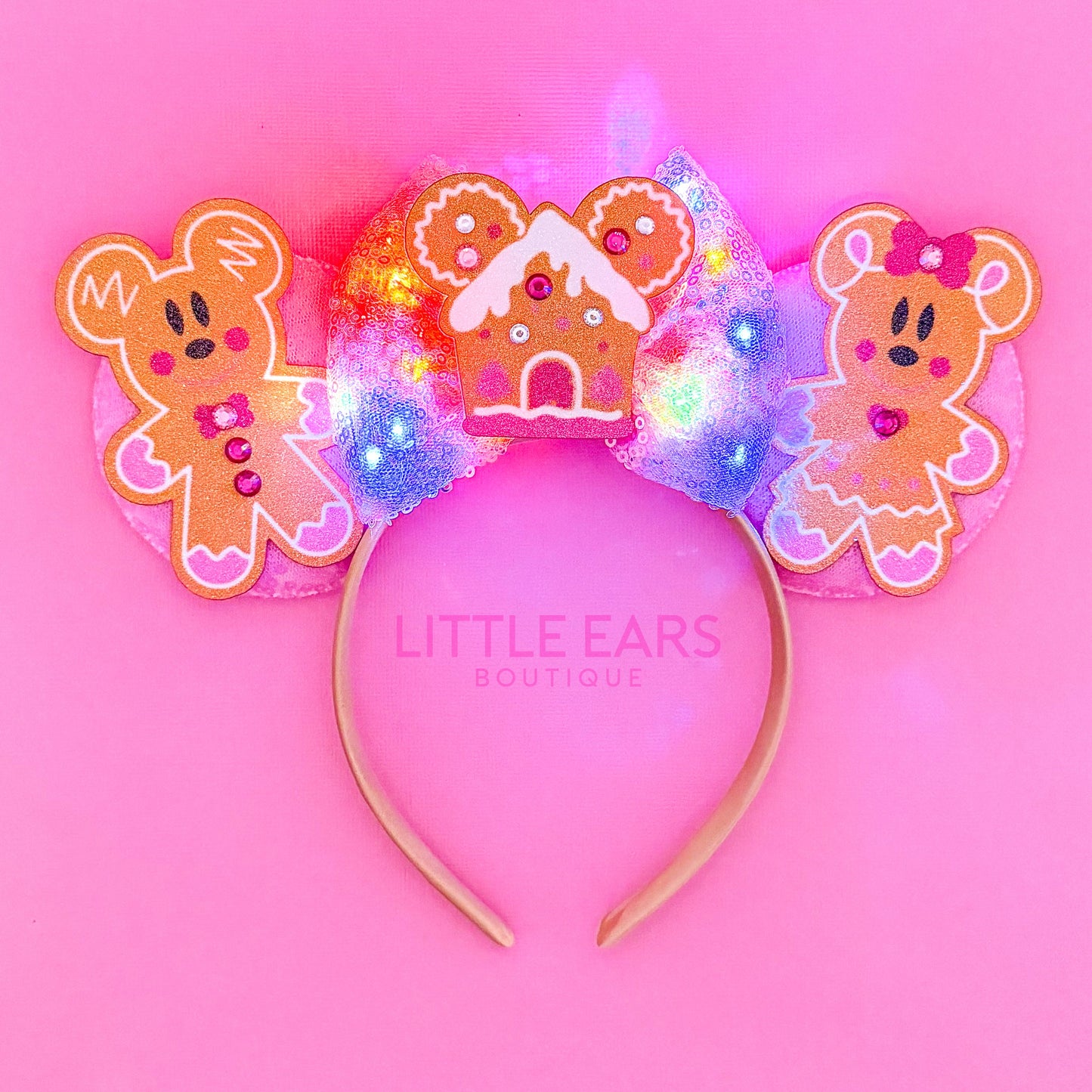 Light Up Pink Ginger Christmas Ears