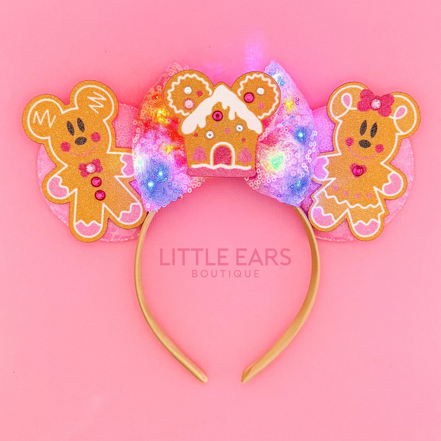 Light Up Pink Ginger Christmas Ears