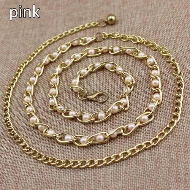 Luxurious Metal Adjustable Thin Strap Body Link Belts For Women Fashion Long Tassel Belly Metal Chain Waistbands For Women