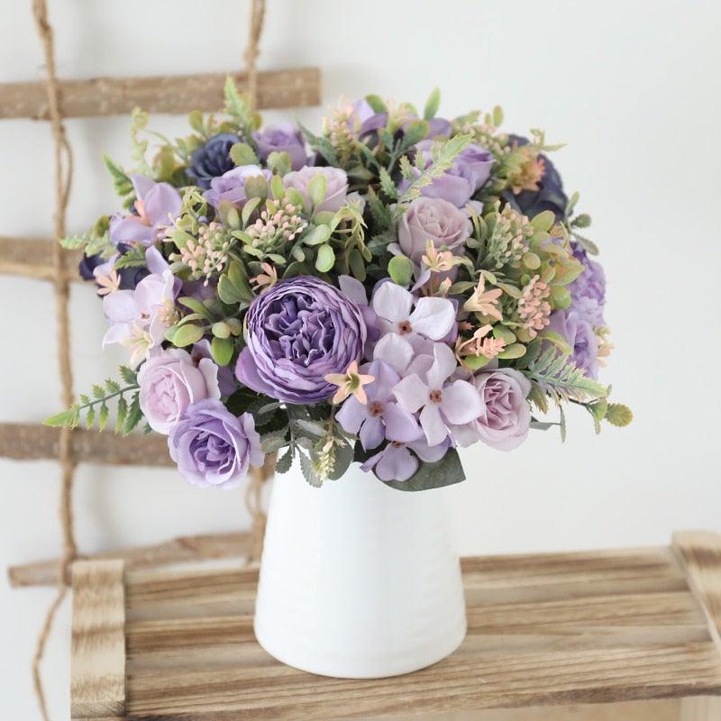 Luxury Fake Flowers Artificial Silk Roses High Quality Big Bouquet For Office Parties Bridal and Wedding Decoration Artificial Rose Flowers Bouquet Silk Flowers Rose for Home Bridal Wedding Party Festival Decor